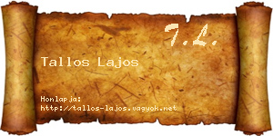 Tallos Lajos névjegykártya